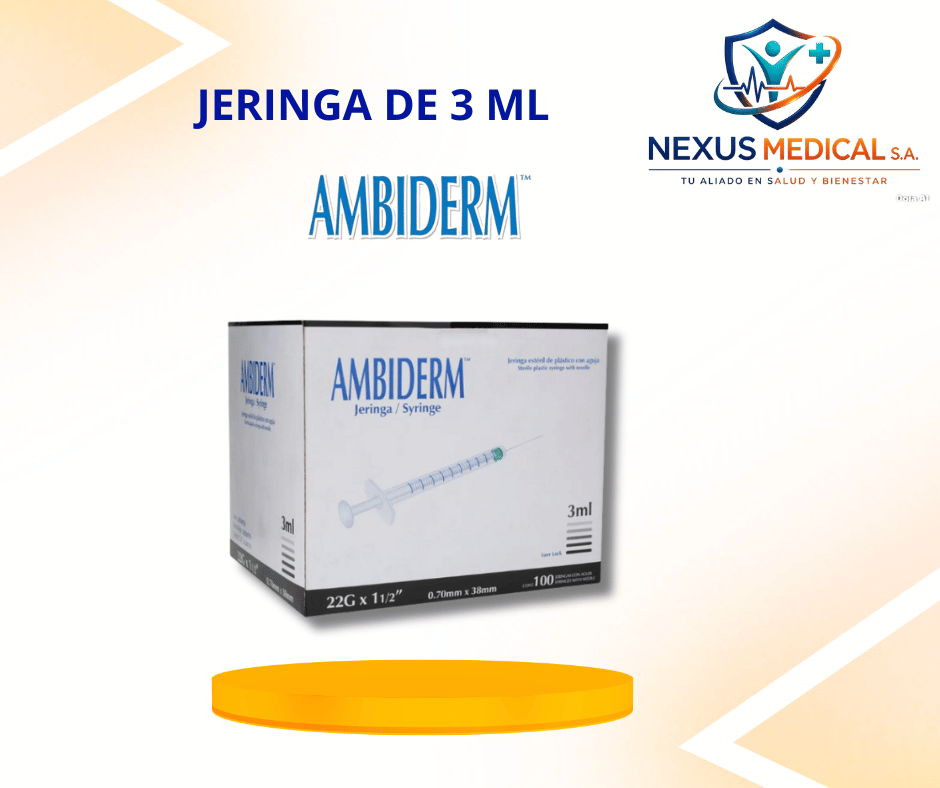 JERINGA DE 3ML 22*11/2 CAJA DE 100 UNIDADES MARCA  AMBIDERM.  - Nexus Medical S.A.
