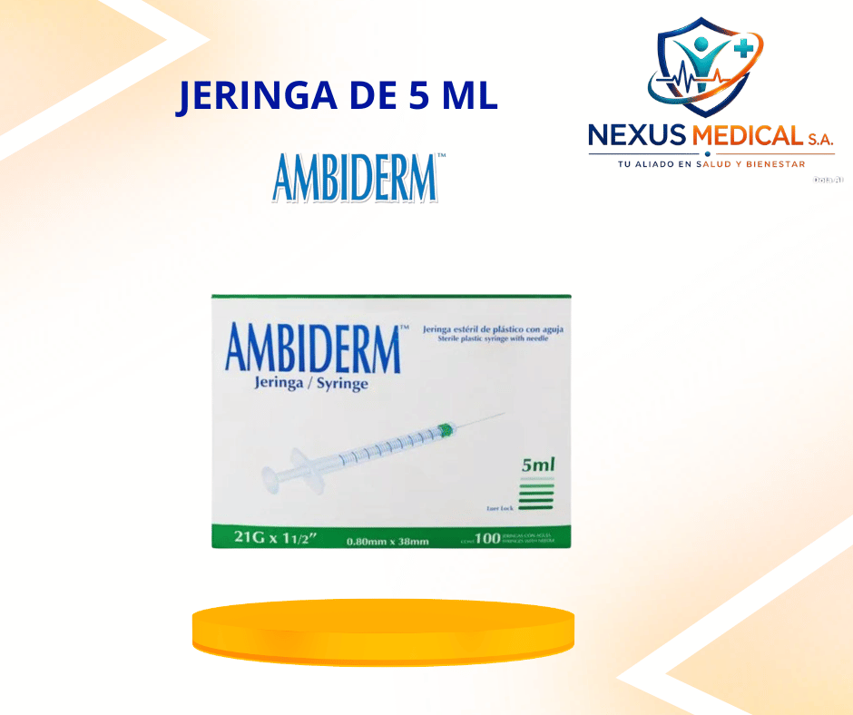 JERINGA DE 5ML  21*11/2 CAJA DE 100 UNIDADES MARCA AMBIDERM   - Nexus Medical S.A.