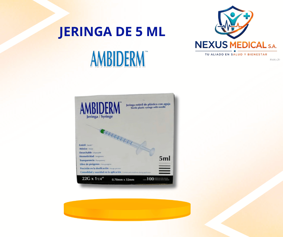 JERINGA DE  5ML 22*11/2 CAJA DE 100 UNIDADES MARCA AMBIDERM  - Nexus Medical S.A.