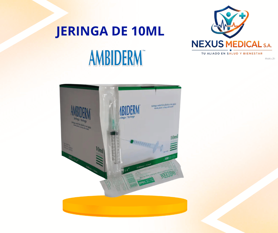 JERINGA DE 10ML 21*11/2 CAJA CON 100 UNI.  MARCA  AMBIDERM  - Nexus Medical S.A.