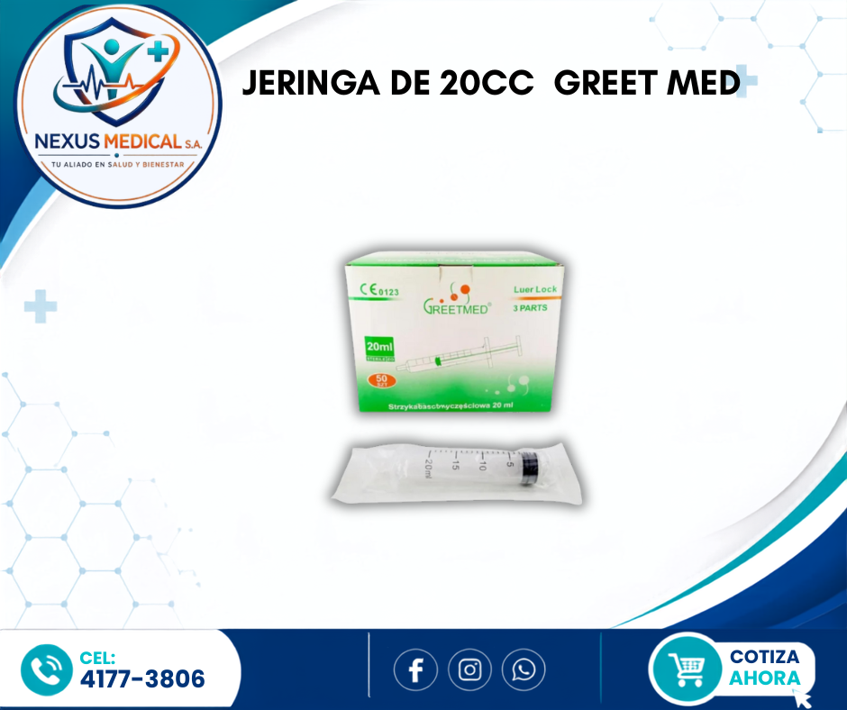 JERINGA DE 20CC CAJA DE 50 UNIDADES MARCA GREET MED  - Nexus Medical S.A.