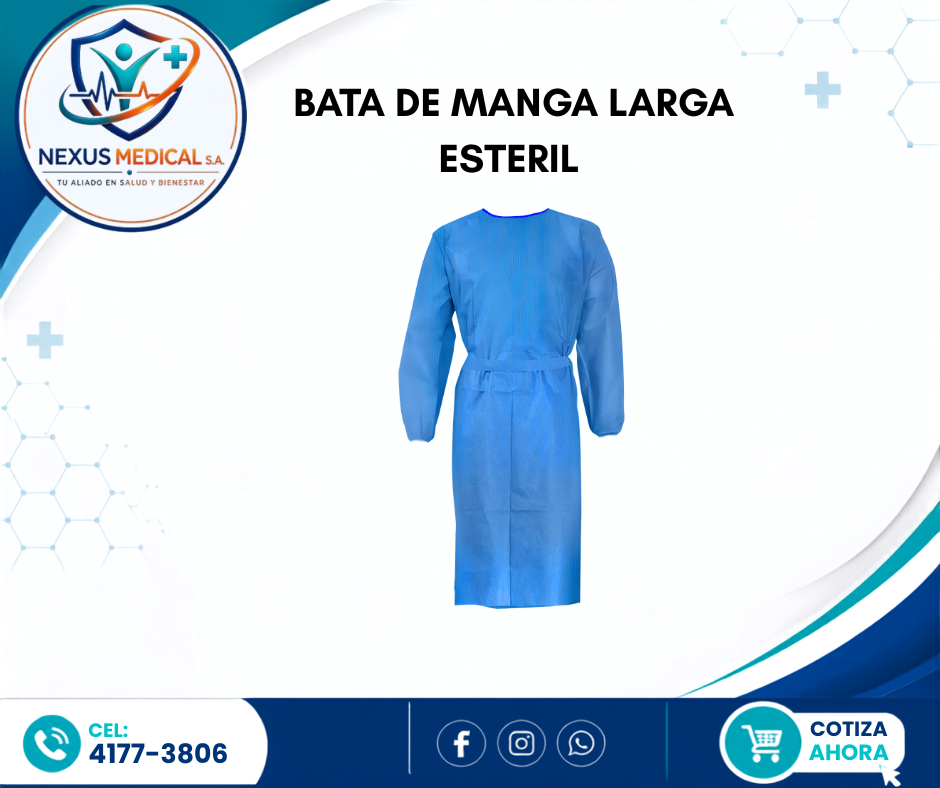 BATA ESTÉRIL MANGA LARGA  CON PUÑO ELASTICO  - Nexus Medical S.A.