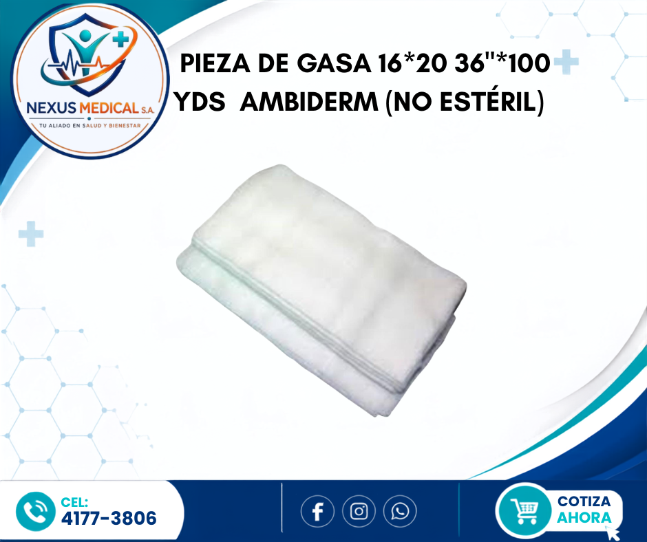 PIEZA DE GASA 16*20 36"*100 YDS MARCA AMBIDERM (NO ESTÉRIL) - Nexus Medical S.A.