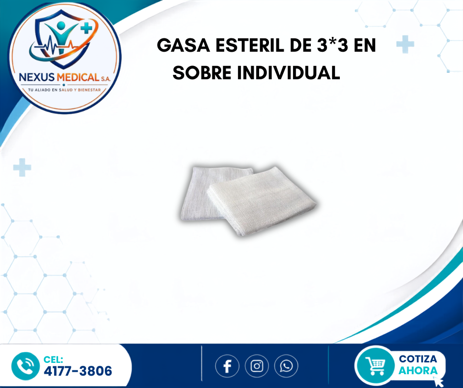 GASA ESTERIL DE 3*3 EN SOBRE INDIVIDUAL - Nexus Medical S.A.