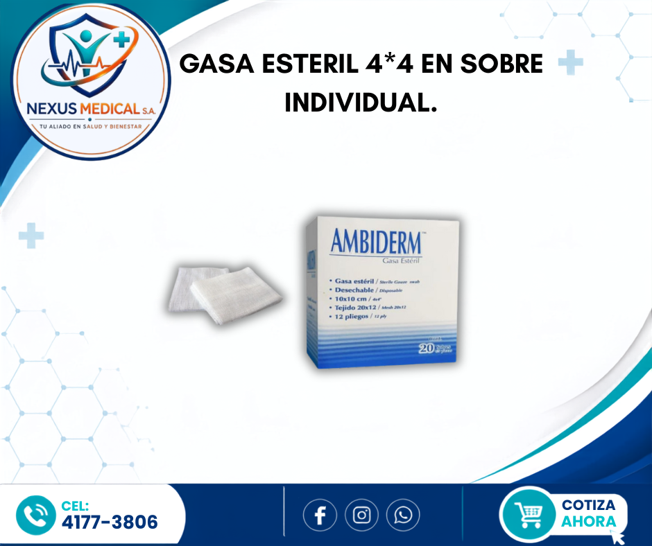 GASA ESTERIL 4*4 EN SOBRE INDIVIDUAL. - Nexus Medical S.A.
