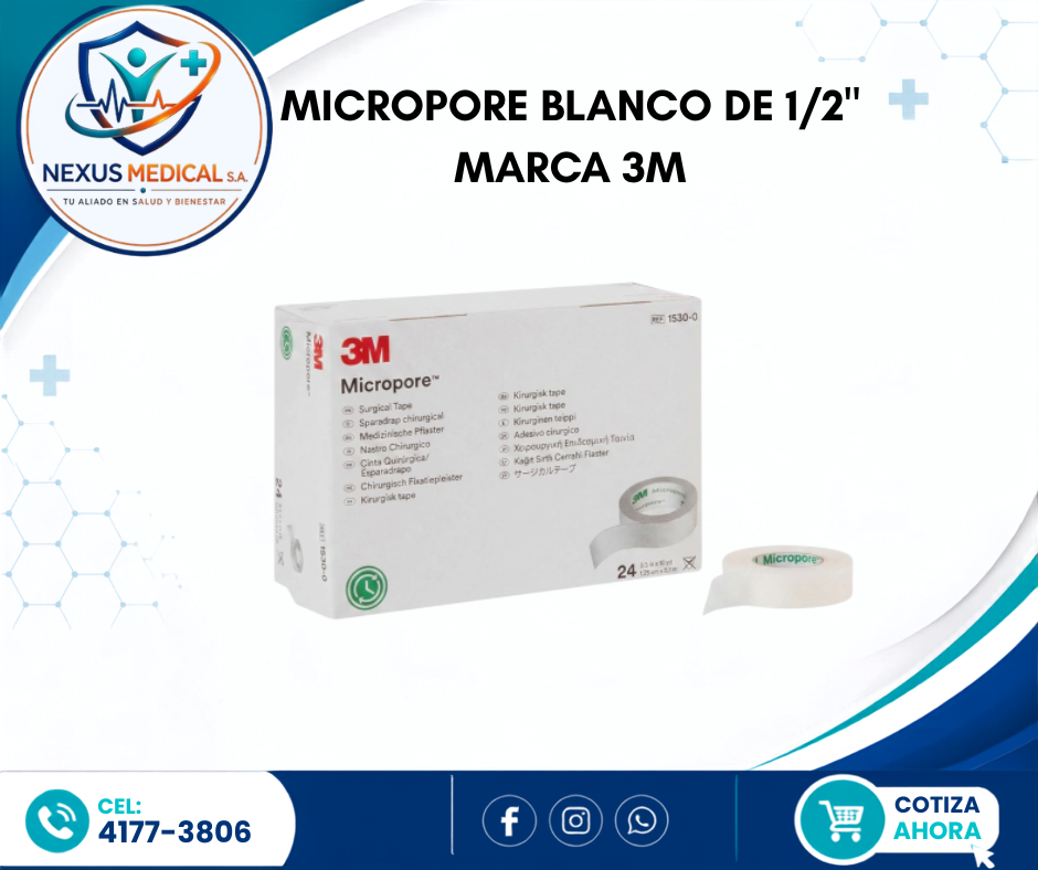 MICROPORE BLANCO DE 1/2" MARCA 3M - Nexus Medical S.A.