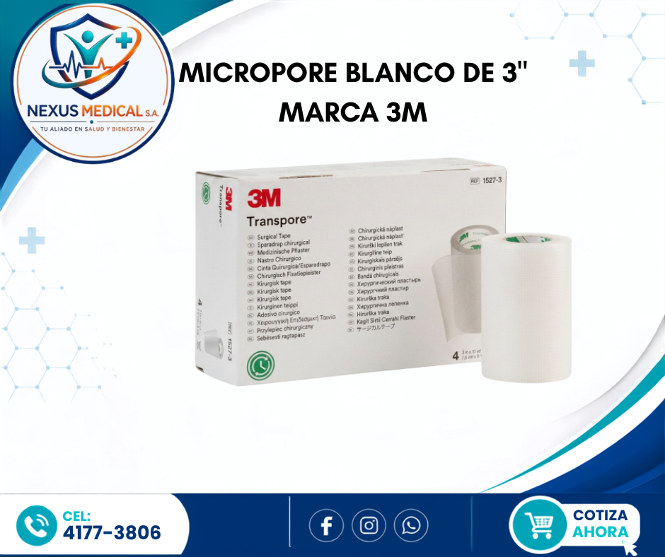 MICROPORE BLANCO DE 3" MARCA 3M - Nexus Medical S.A.