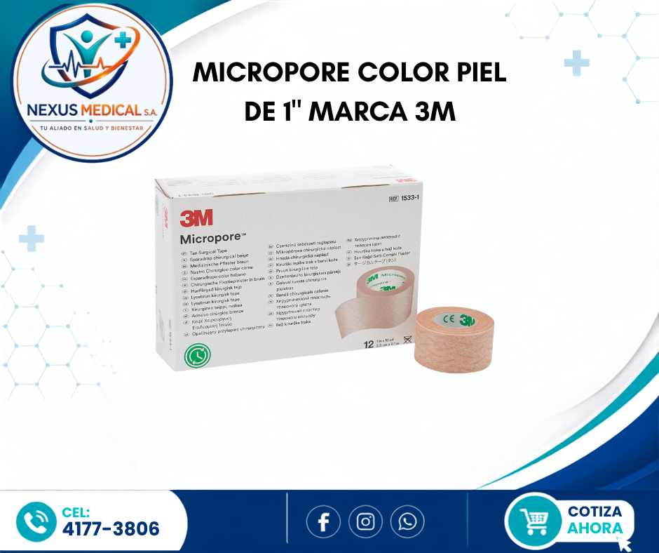 MICROPORE COLOR PIEL DE 1" MARCA 3M - Nexus Medical S.A.