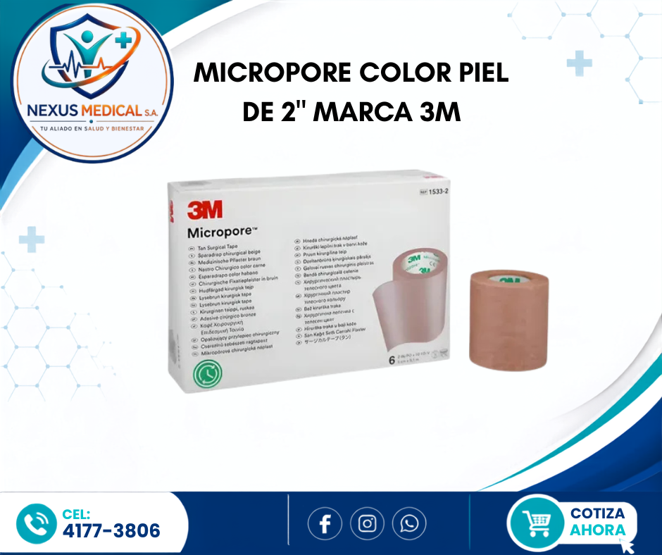 MICROPORE COLOR PIEL DE 2" MARCA 3M - Nexus Medical S.A.