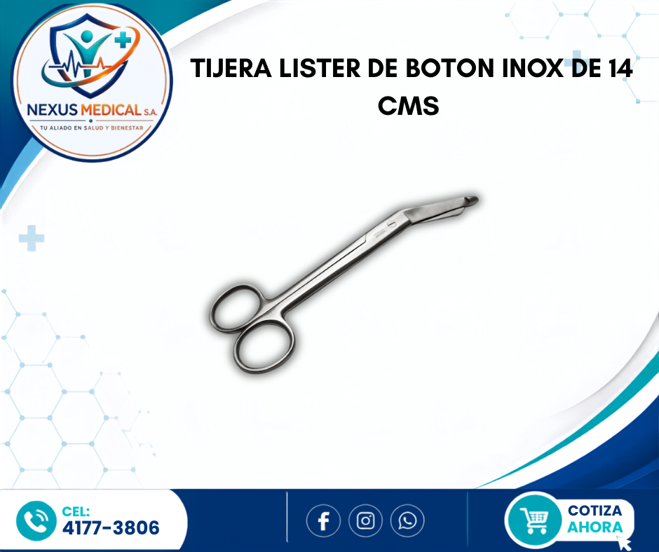 TIJERA LISTER DE BOTON INOX DE 14 CMS  - Nexus Medical S.A.