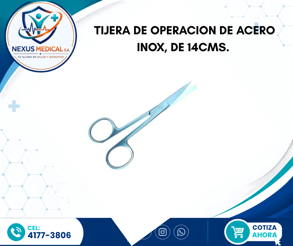 TIJERA DE OPERACION DE ACERO INOX, DE 14CMS. - Nexus Medical S.A.