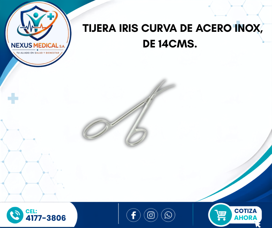 TIJERA IRIS CURVA  DE ACERO INOX, DE 14CMS. - Nexus Medical S.A.