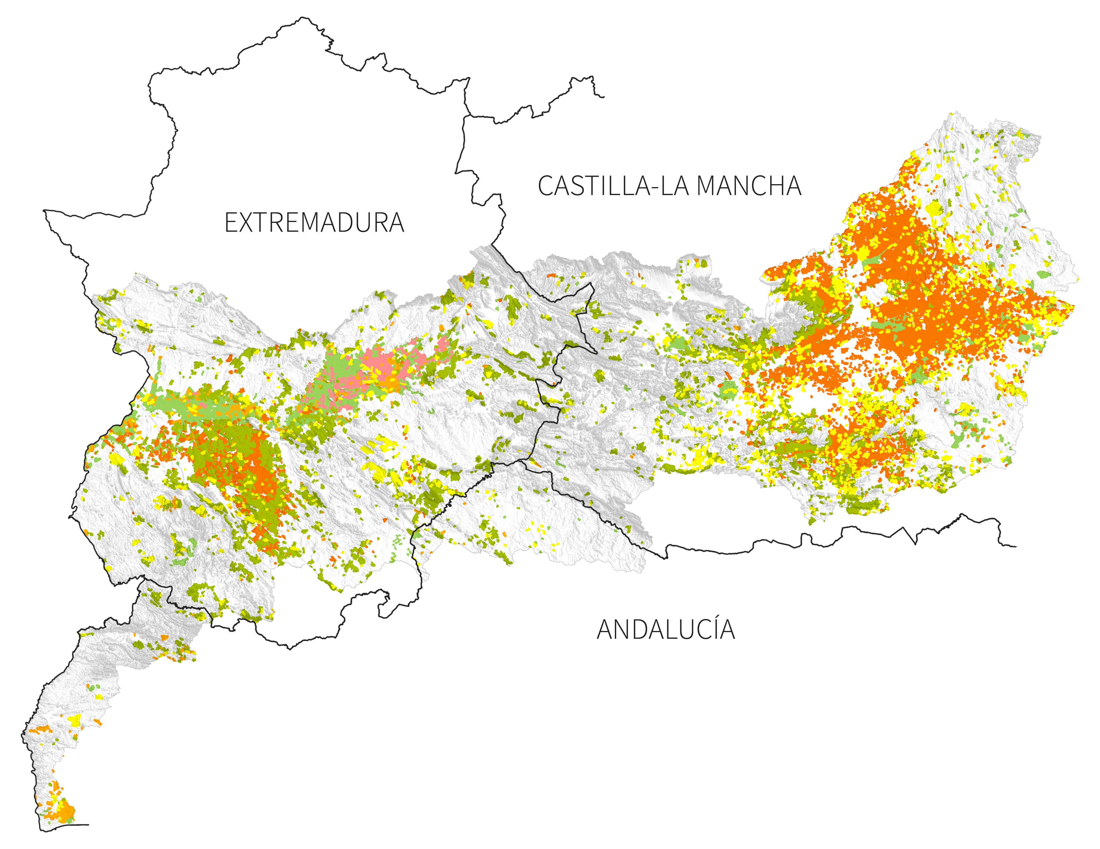 Tipos de cultivo en la cuenca del Guadiana