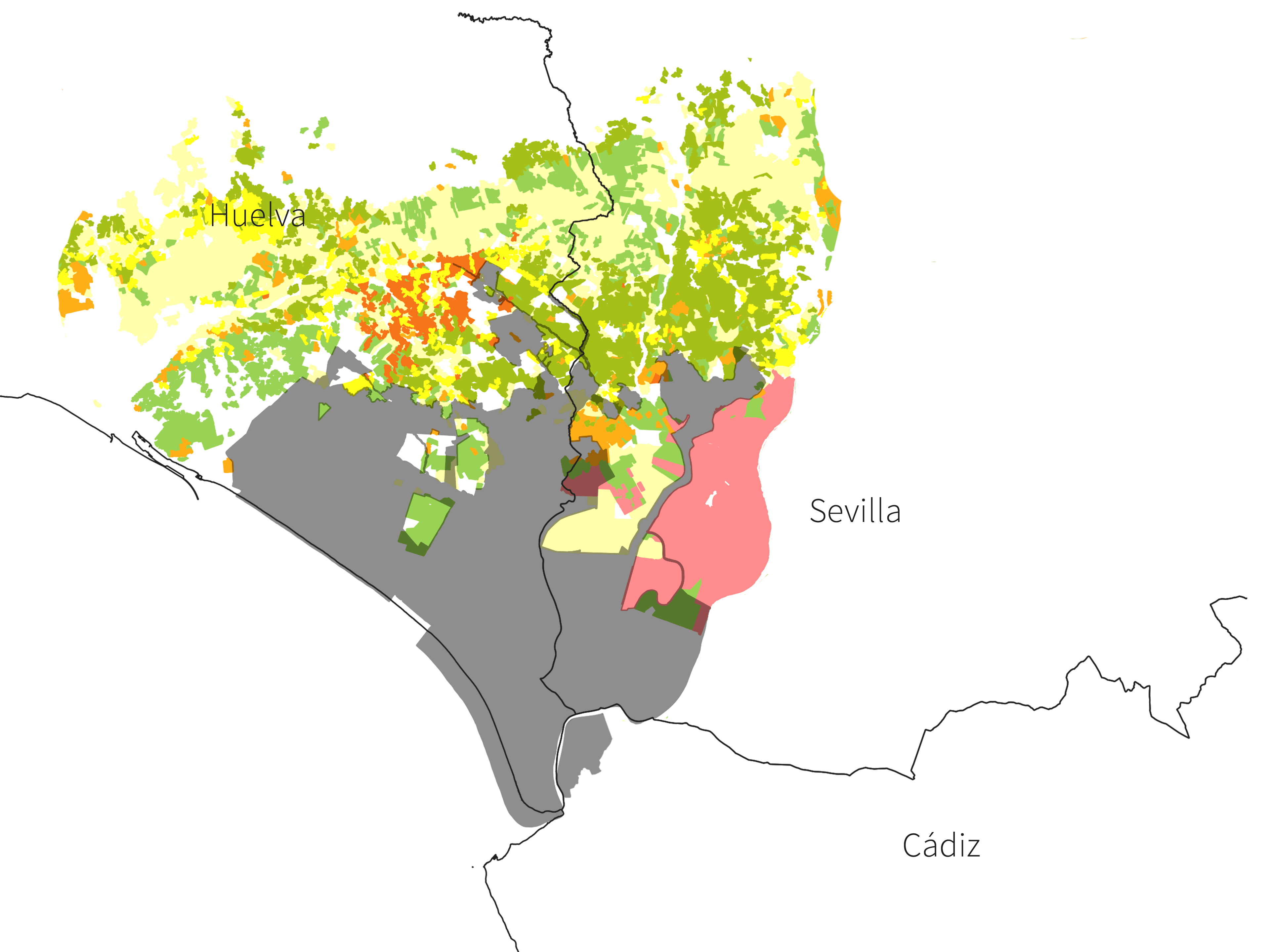 Tipos de cultivo en el entorno de Doñana