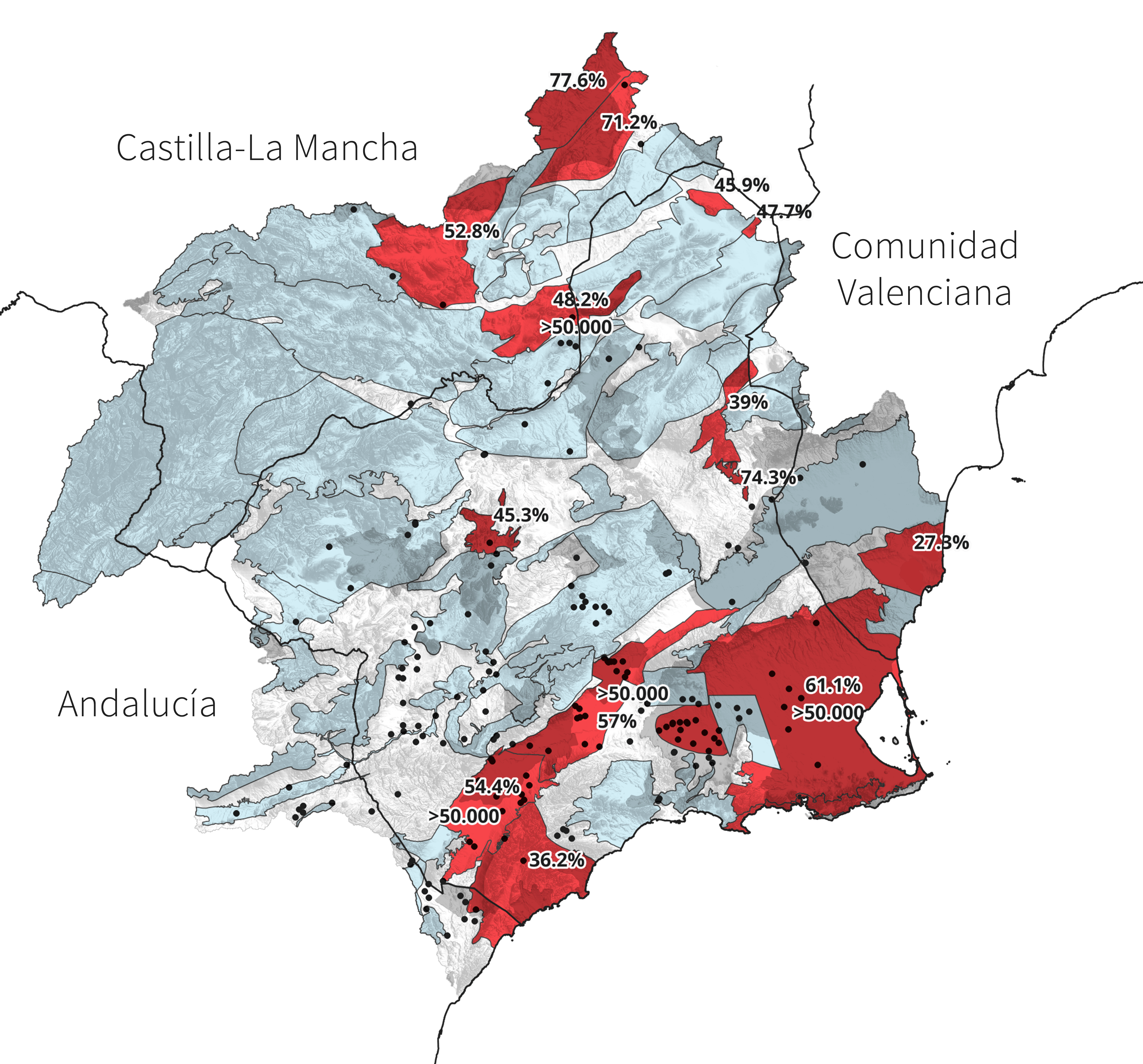 Tipos de cultivo en la cuenca del Guadiana