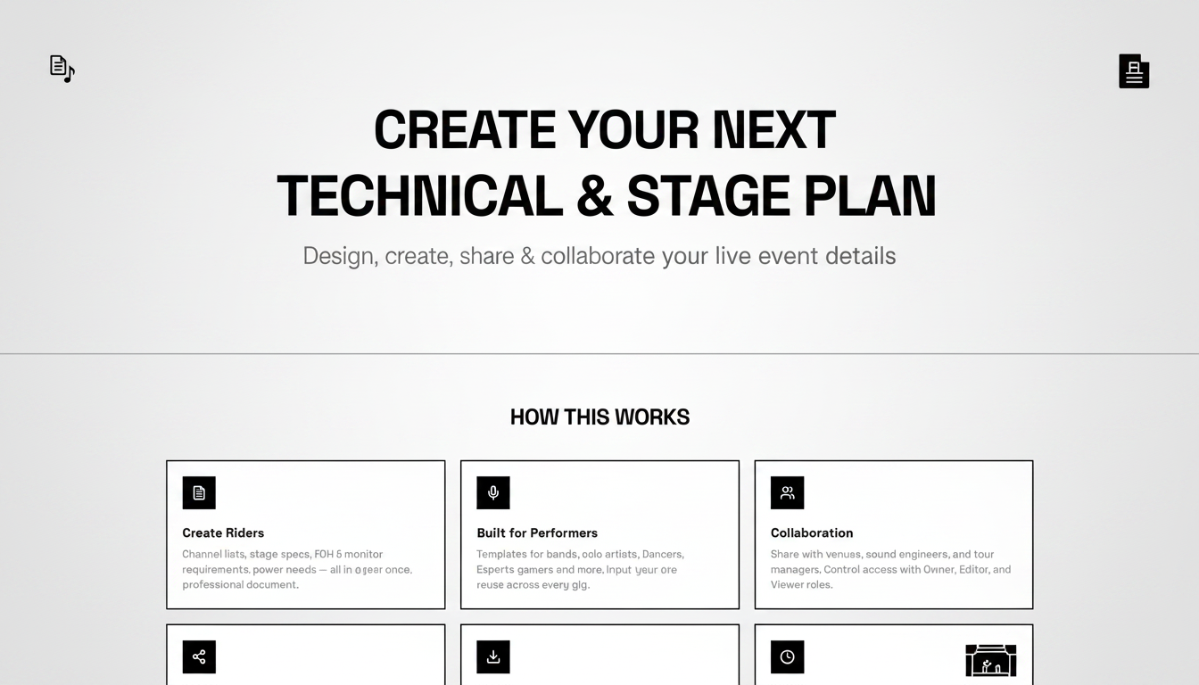 Technical Rider & Stage Planner | 4 Live Events