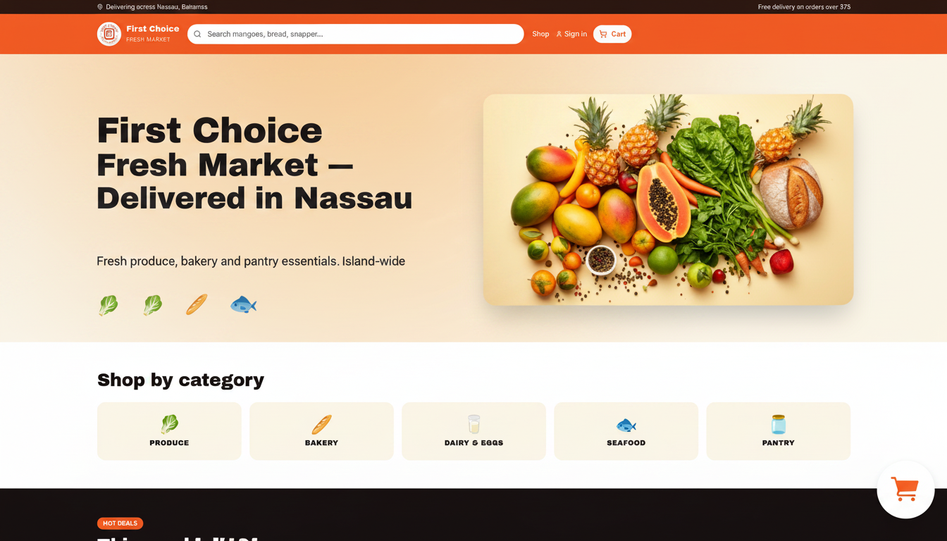 First Choice Fresh Market — free Nassau delivery over $75