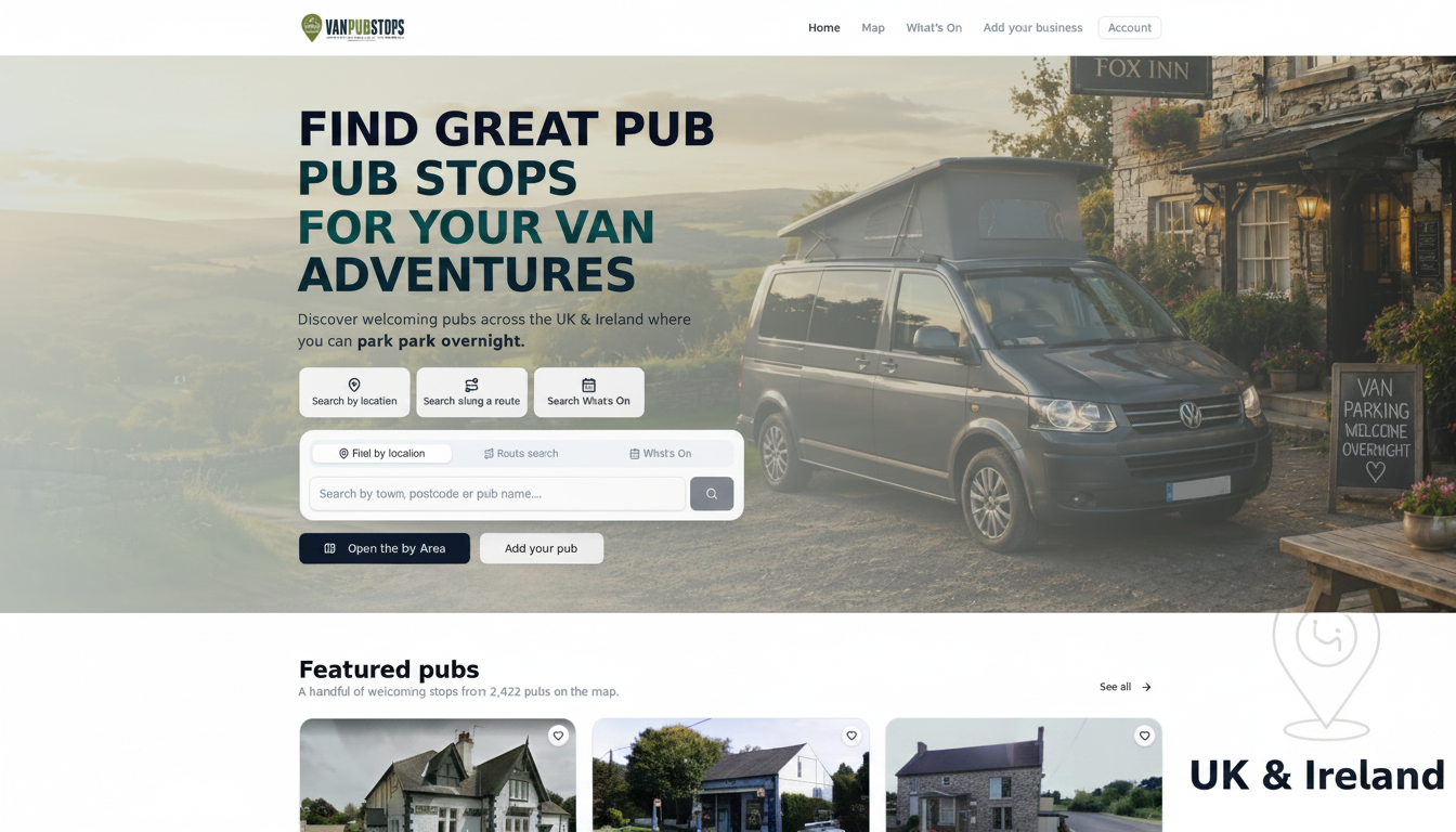 Pub Stopovers Map — Search UK & Ireland Motorhome-Friendly Pubs