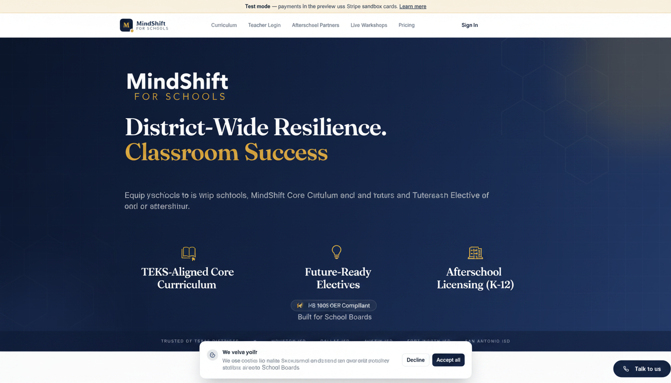 MindShift for Schools — District-Wide Resilience, Classroom Success