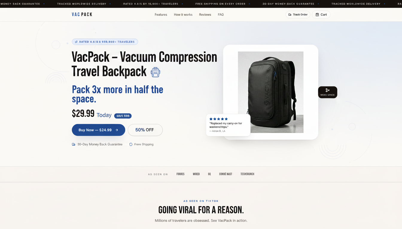 VacPack — The Vacuum Compression Travel Backpack