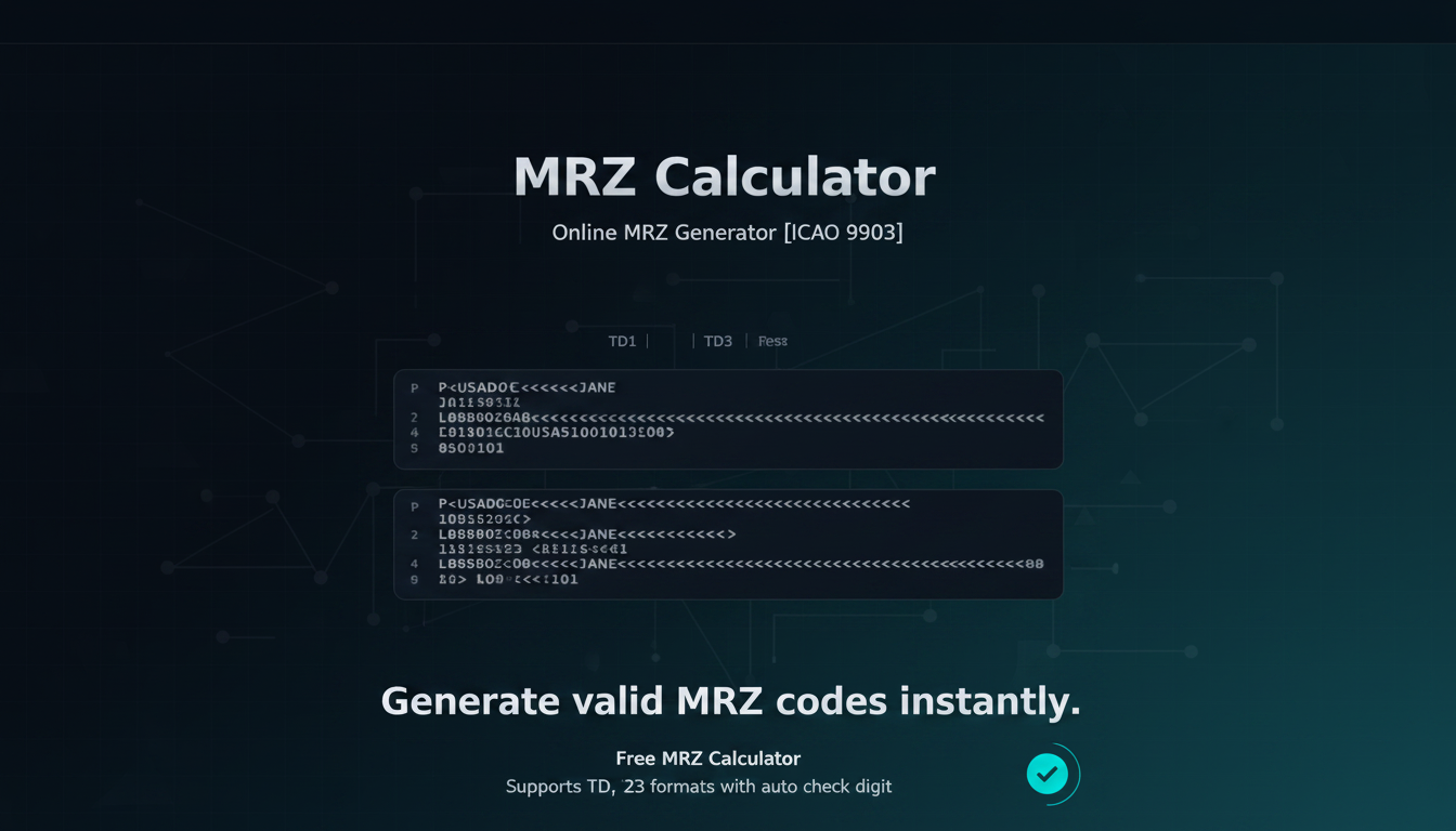 MRZ Calculator — Online Mrz Generator 【+ Check Digit】