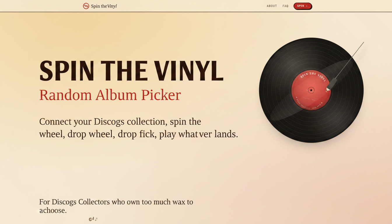 Spin the Vinyl — Random Album Picker for Discogs Collectors