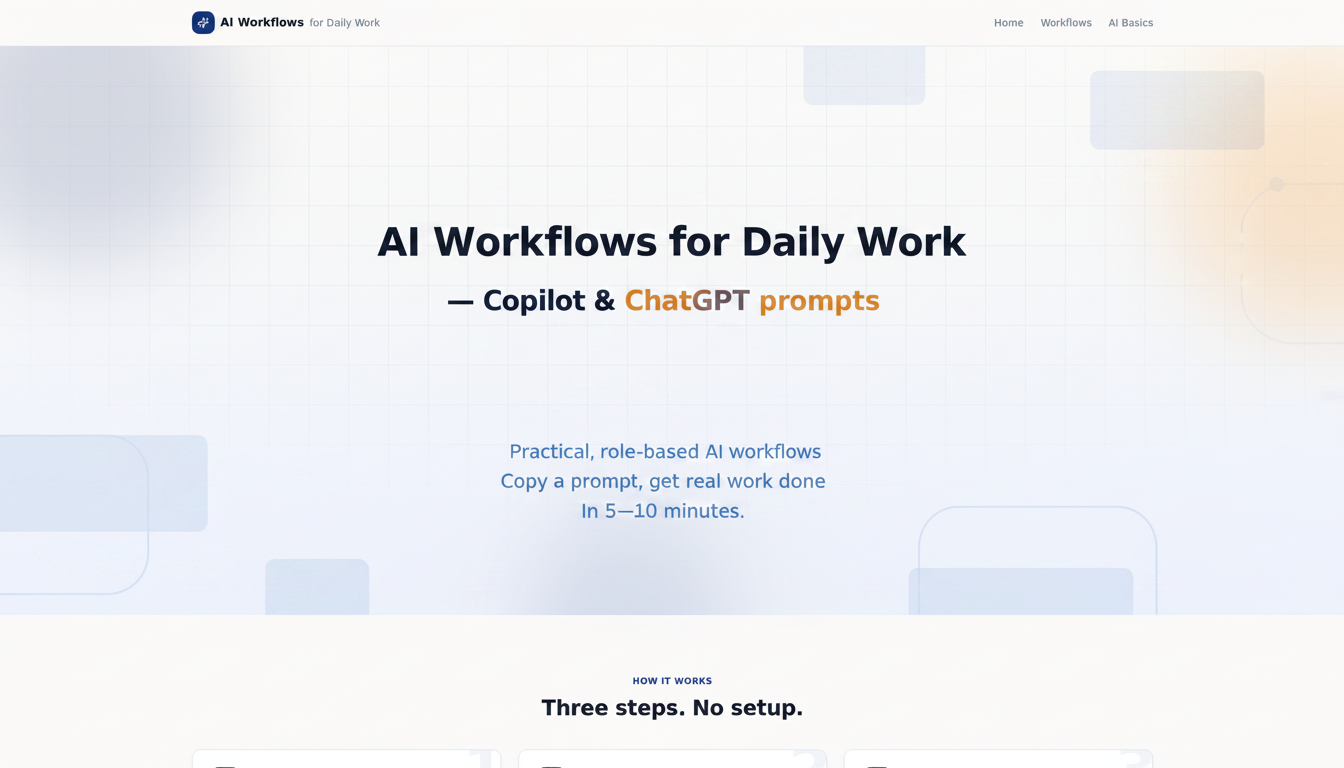 AI Workflows for Daily Work — Copilot & ChatGPT prompts