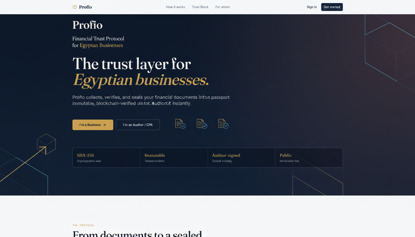 Profio — Financial Trust Protocol for Egyptian Businesses