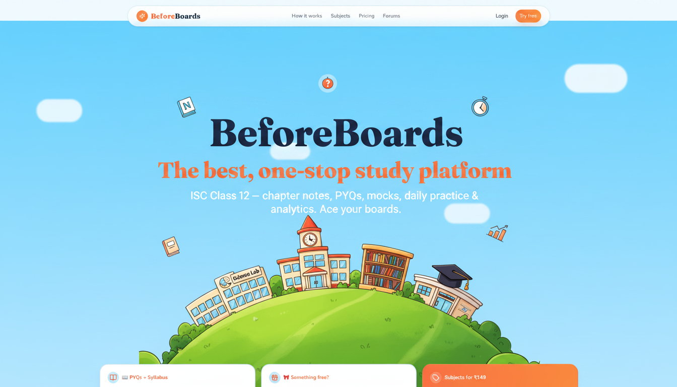 BeforeBoards — ISC Class 12 study & practice platform