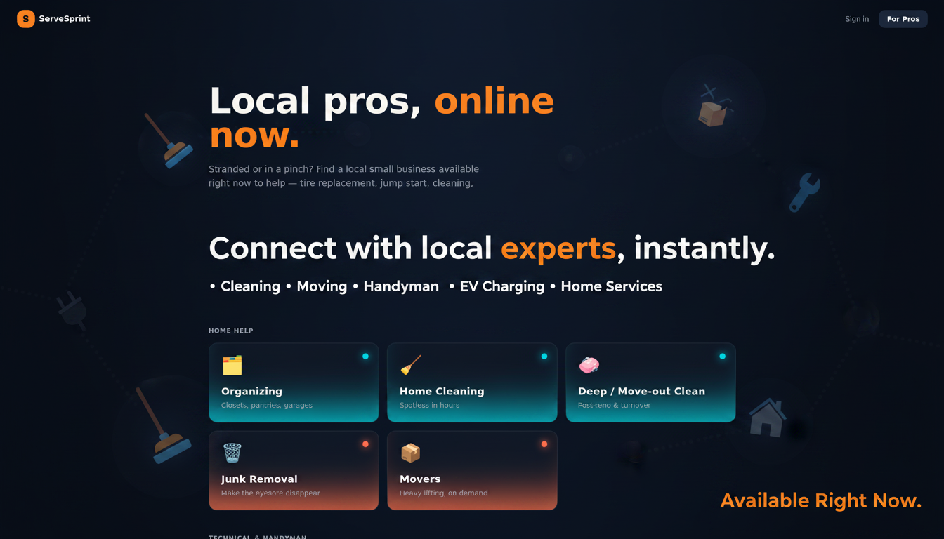 ServeSprint — Find local help, online right now