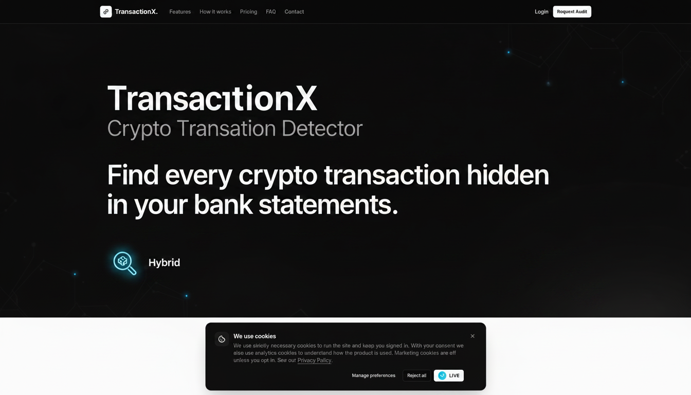 TransactionX | Help surface crypto-related transactions in bank statements