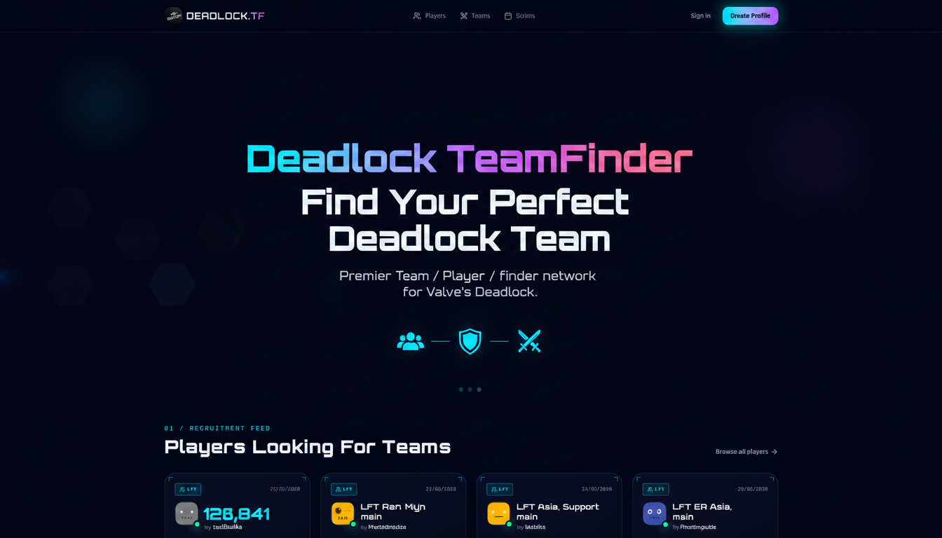 Deadlock LFG — Find Teams, Players & Scrims | DeadlockTeamFinder