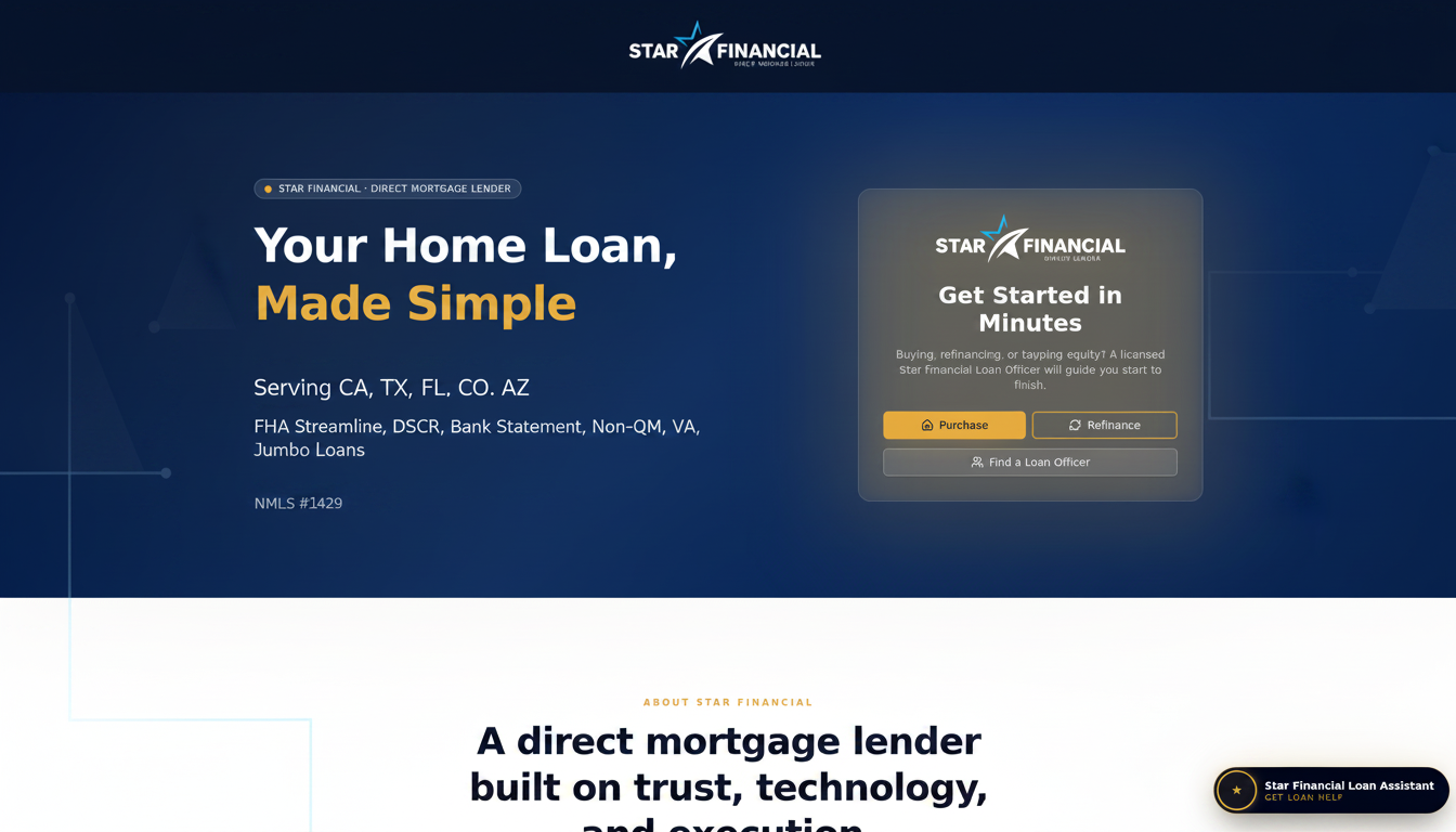 Star Financial — Direct Mortgage Lender | CA TX FL CO AZ ID