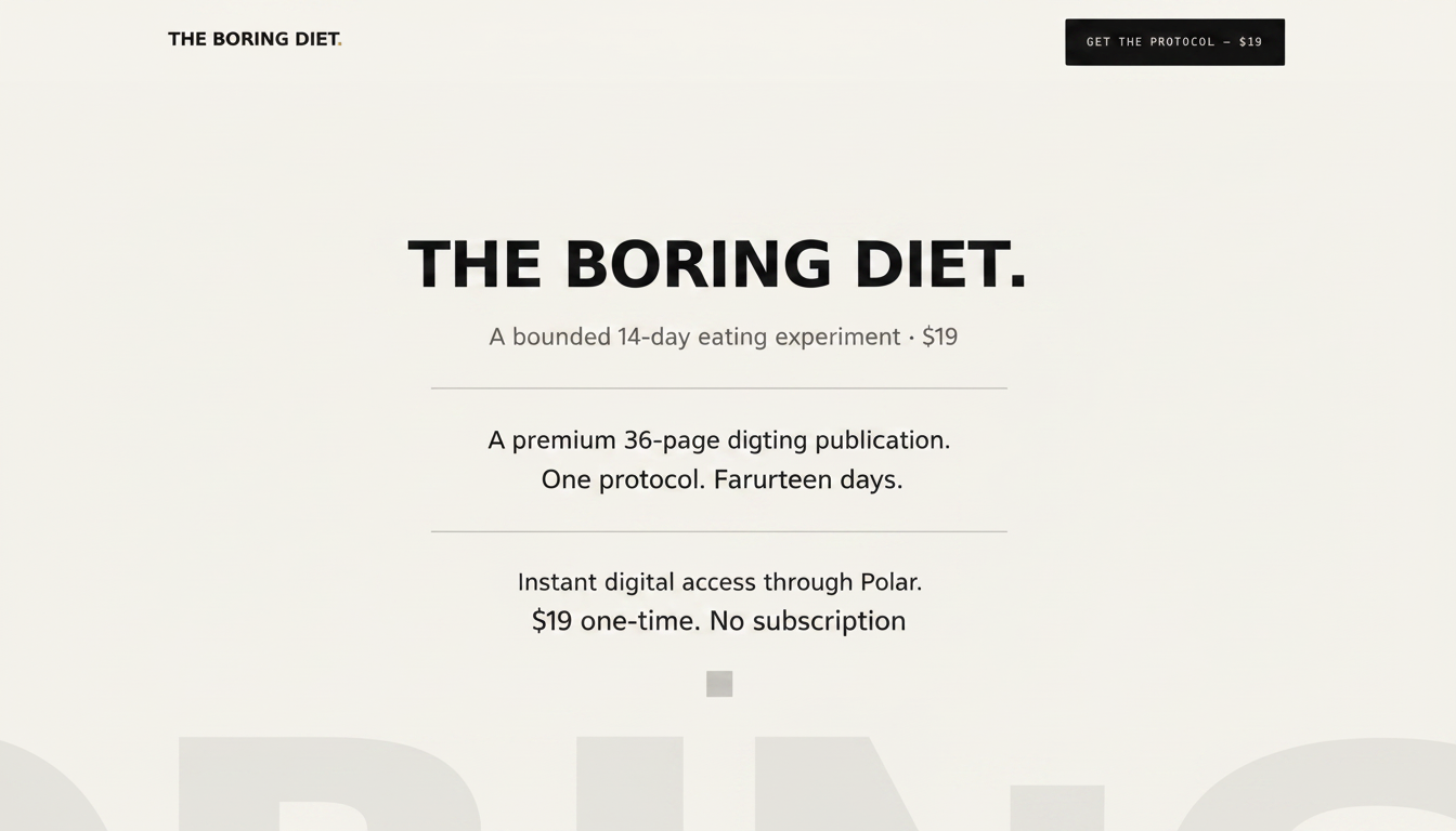 I think diet plans have become way too complicated, so this “boring diet” concept caught my atte