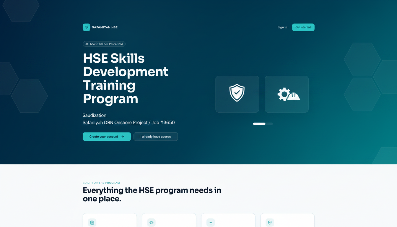 Safaniyah HSE Training Platform — Saudization Skills Development