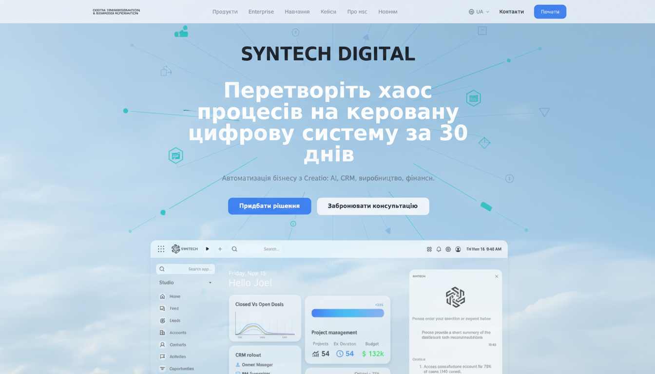 SYNTECH — Creatio No-Code партнер та розробка enterprise-рішень