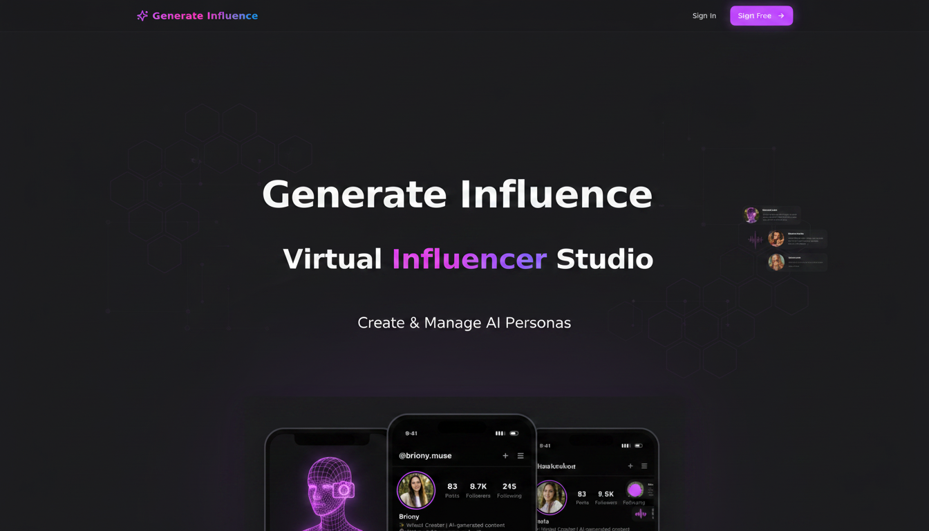 Generate Influence - Virtual Influencer Studio