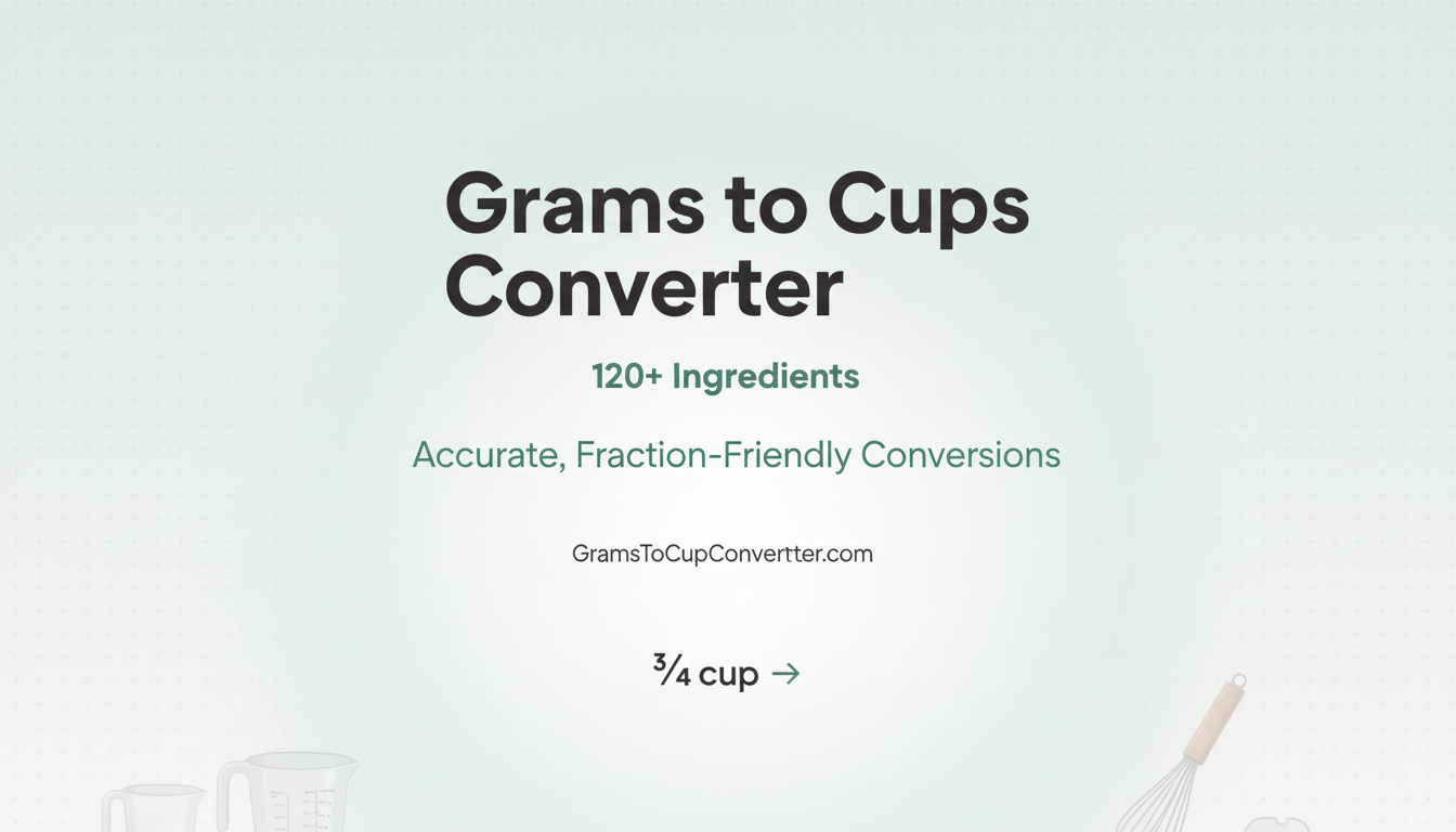 Grams to Cups Converter — 120+ Ingredients | GramsToCupConverter