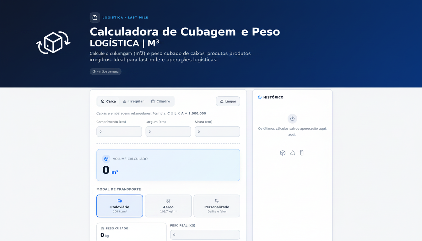 Cálculo Cubagem — Calculadora e Simulador de Carga