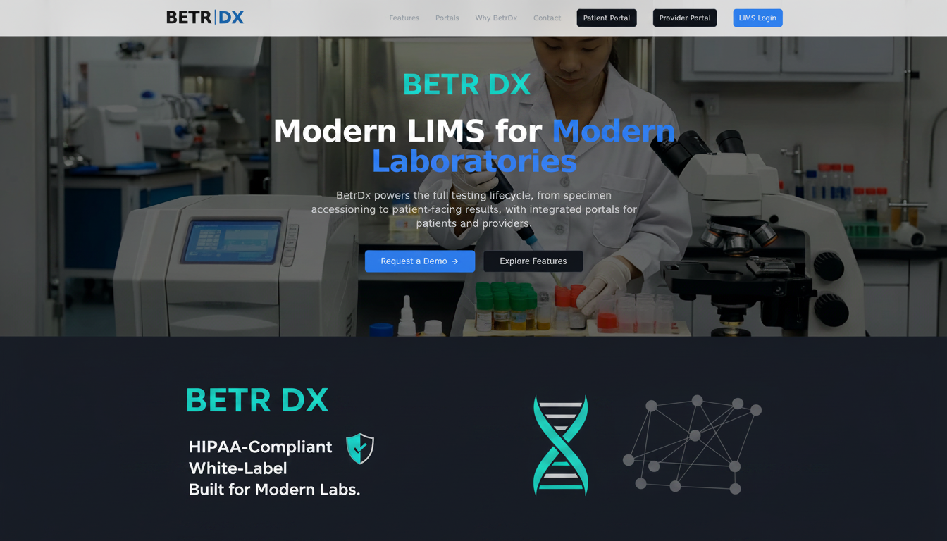 BetrDx V2 — Modern LIMS for Diagnostic Laboratories
