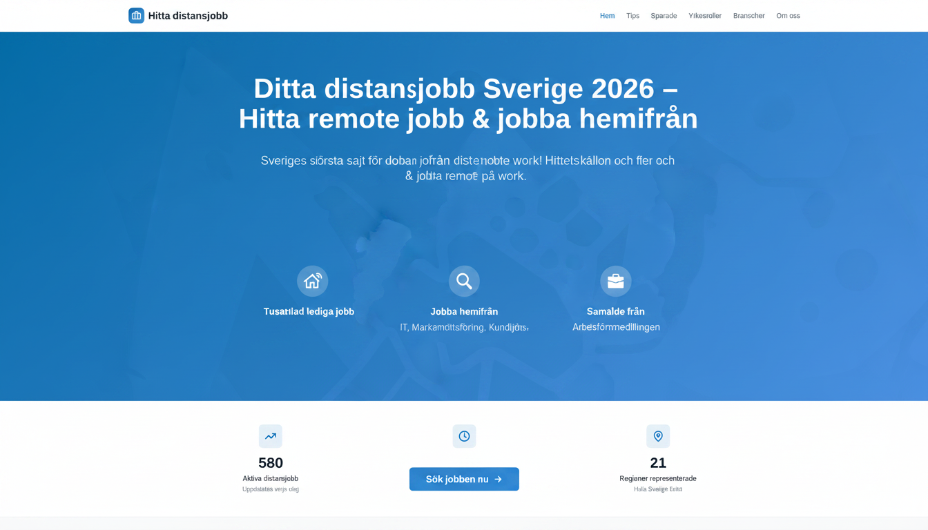 Distansjobb Sverige 2026 - Hitta remote jobb & jobba hemifrån