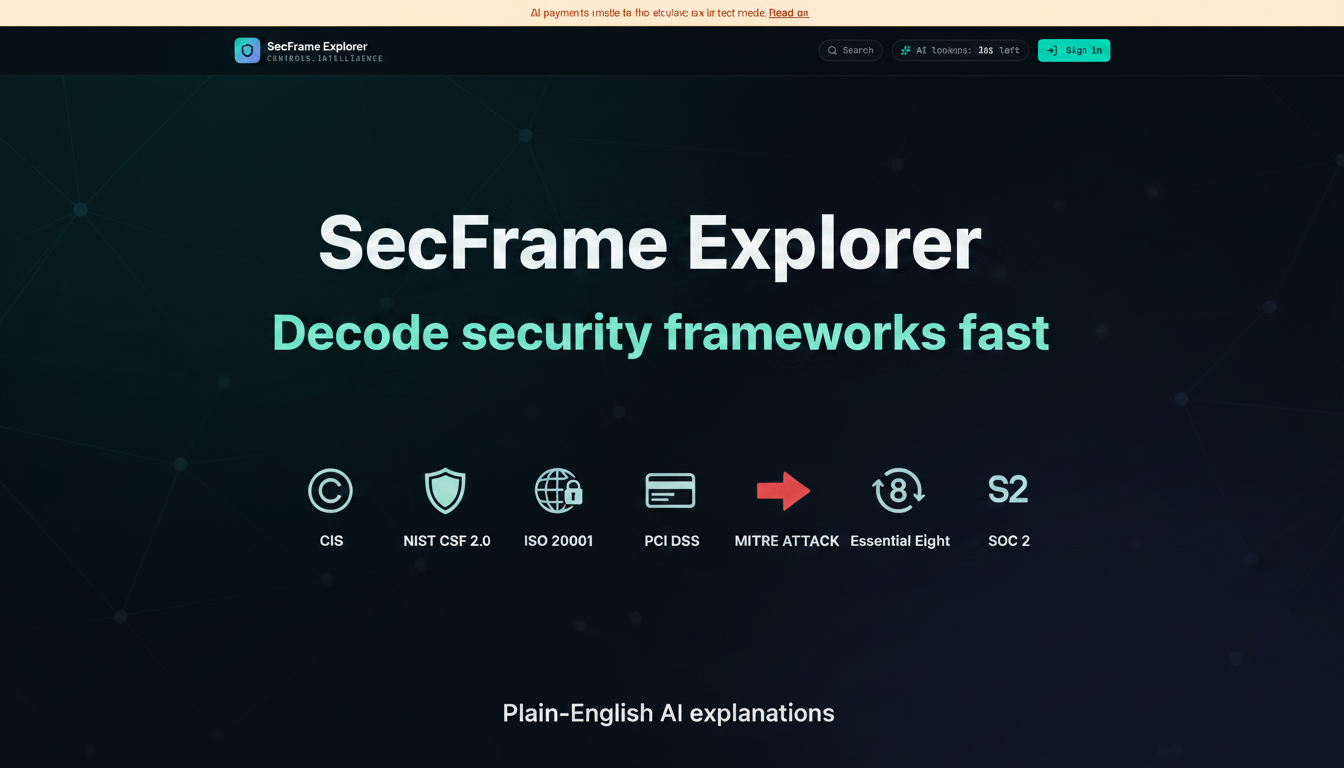 SecFrame Explorer — Decode security frameworks fast