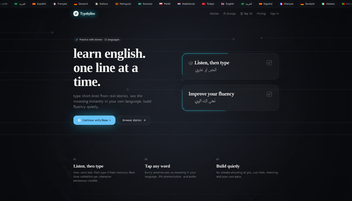 Typebyline — learn english one line at a time