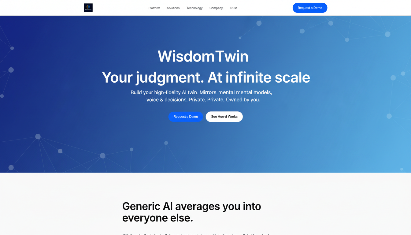 WisdomTwin — Your judgment. At infinite scale.
