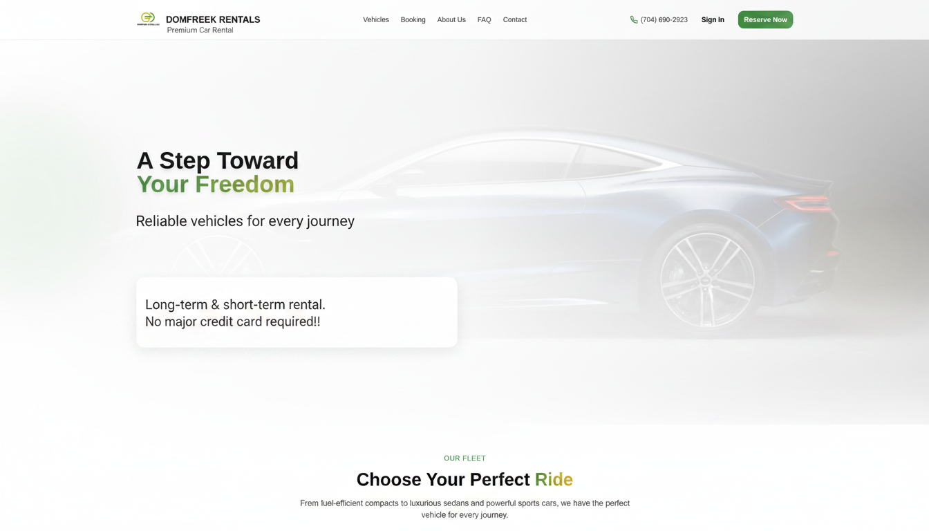 Our Fleet — Car Rental Vehicles in Charlotte | Domfreek Rentals
