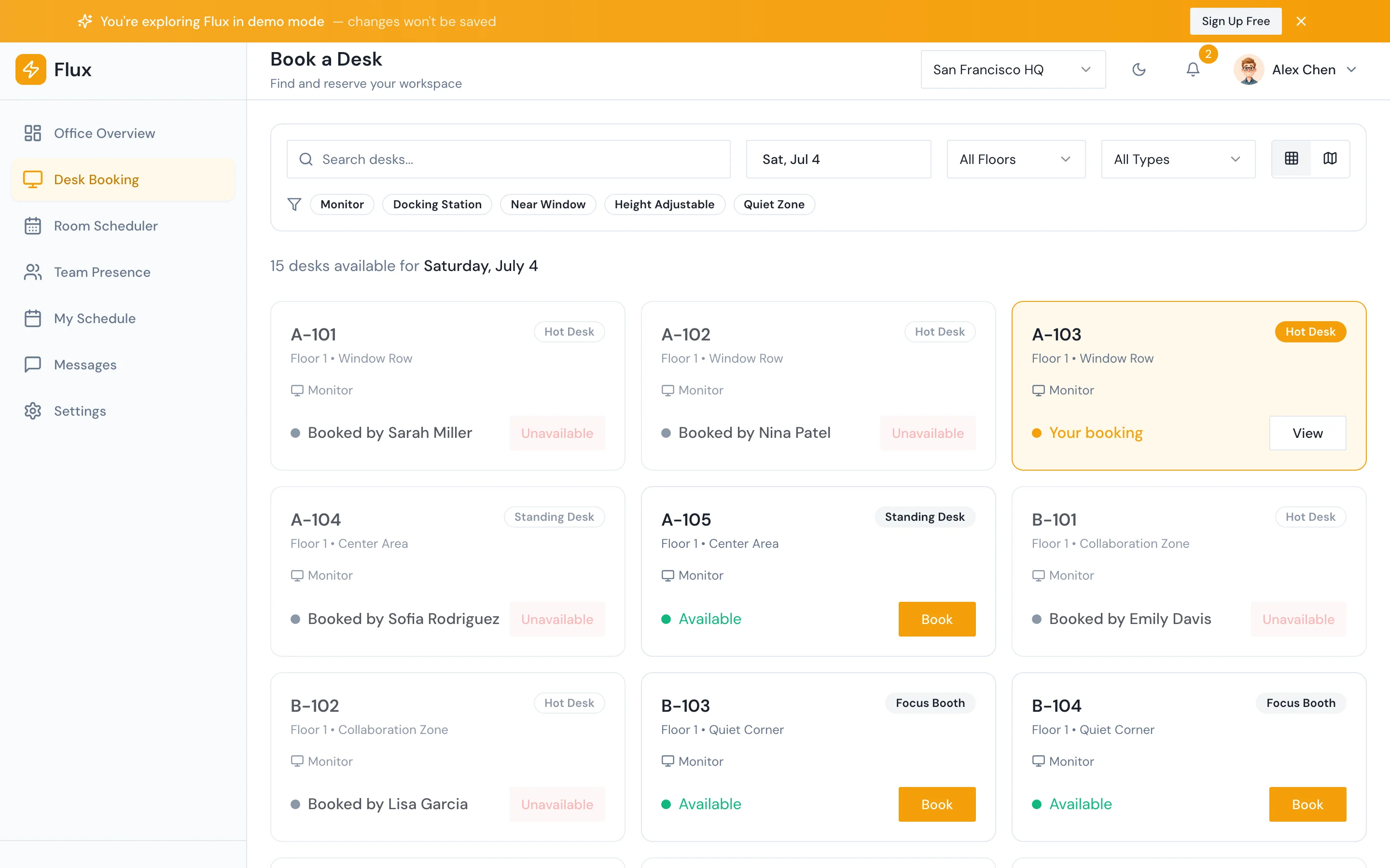 Hybrid Desk Booking — internal tools template preview