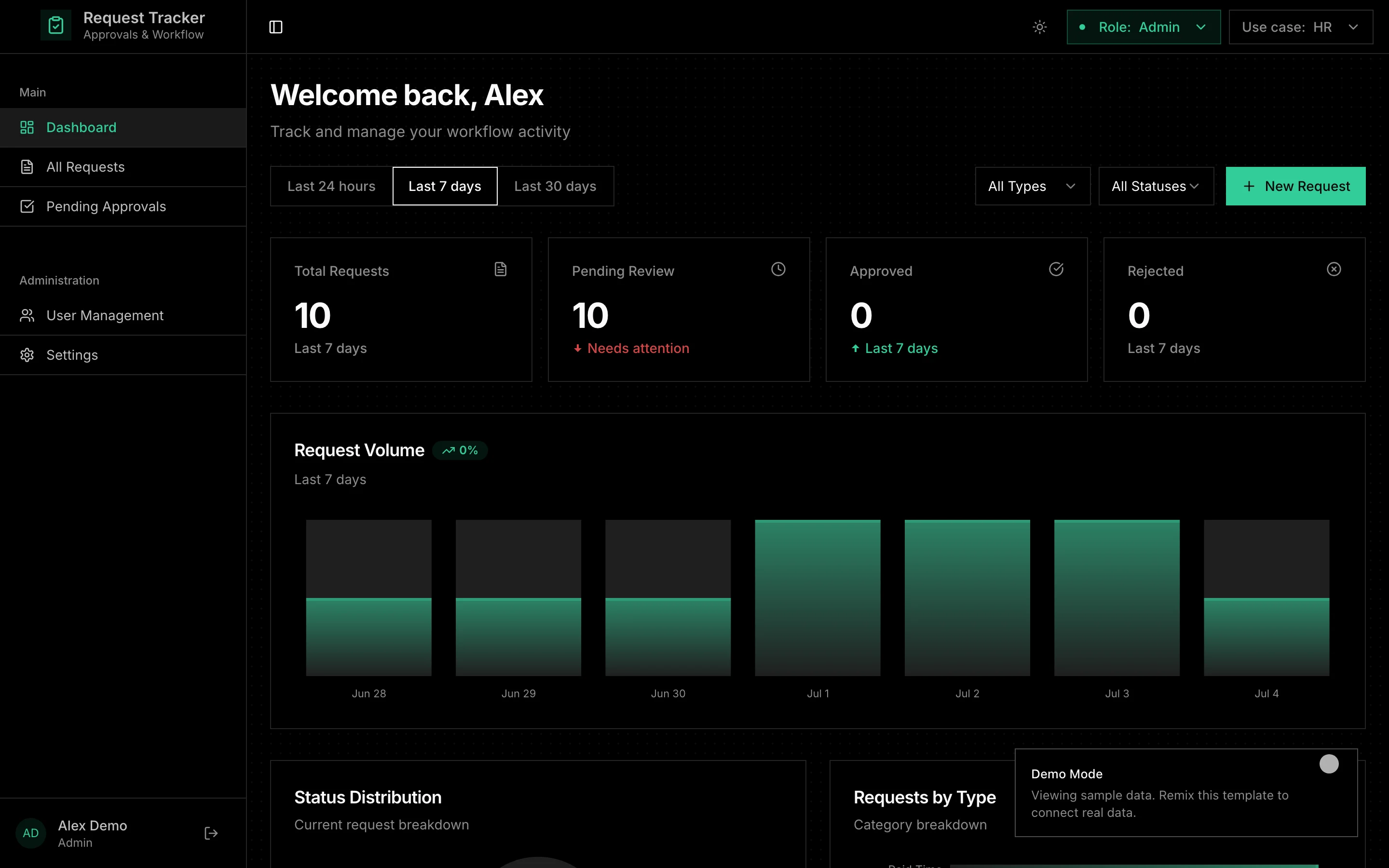 Approval Tracker — internal tools template preview