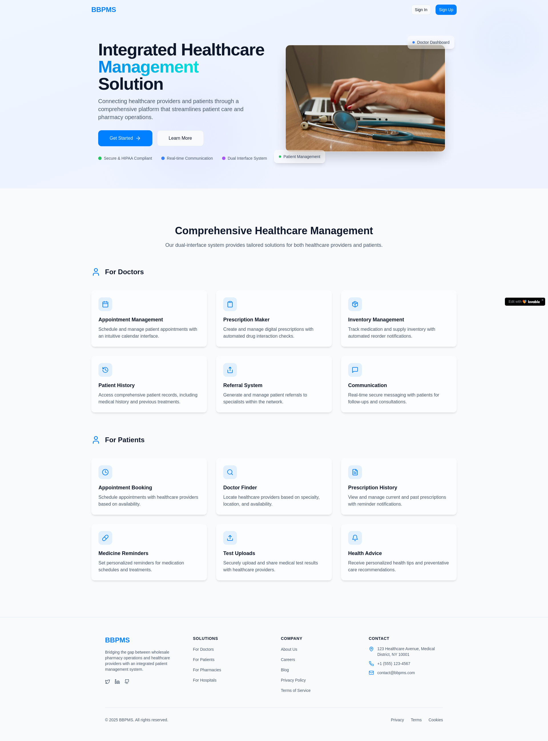 Professional Patient Management System Platform