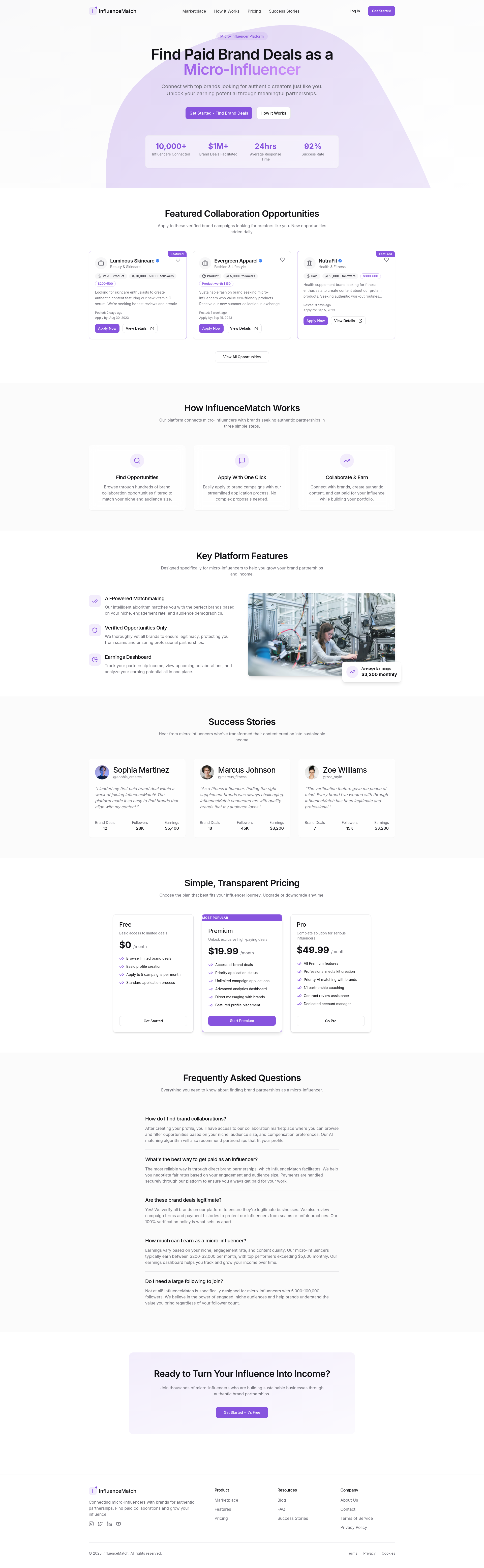 Professional Micro-influencer Brand Collaboration Platform Platform