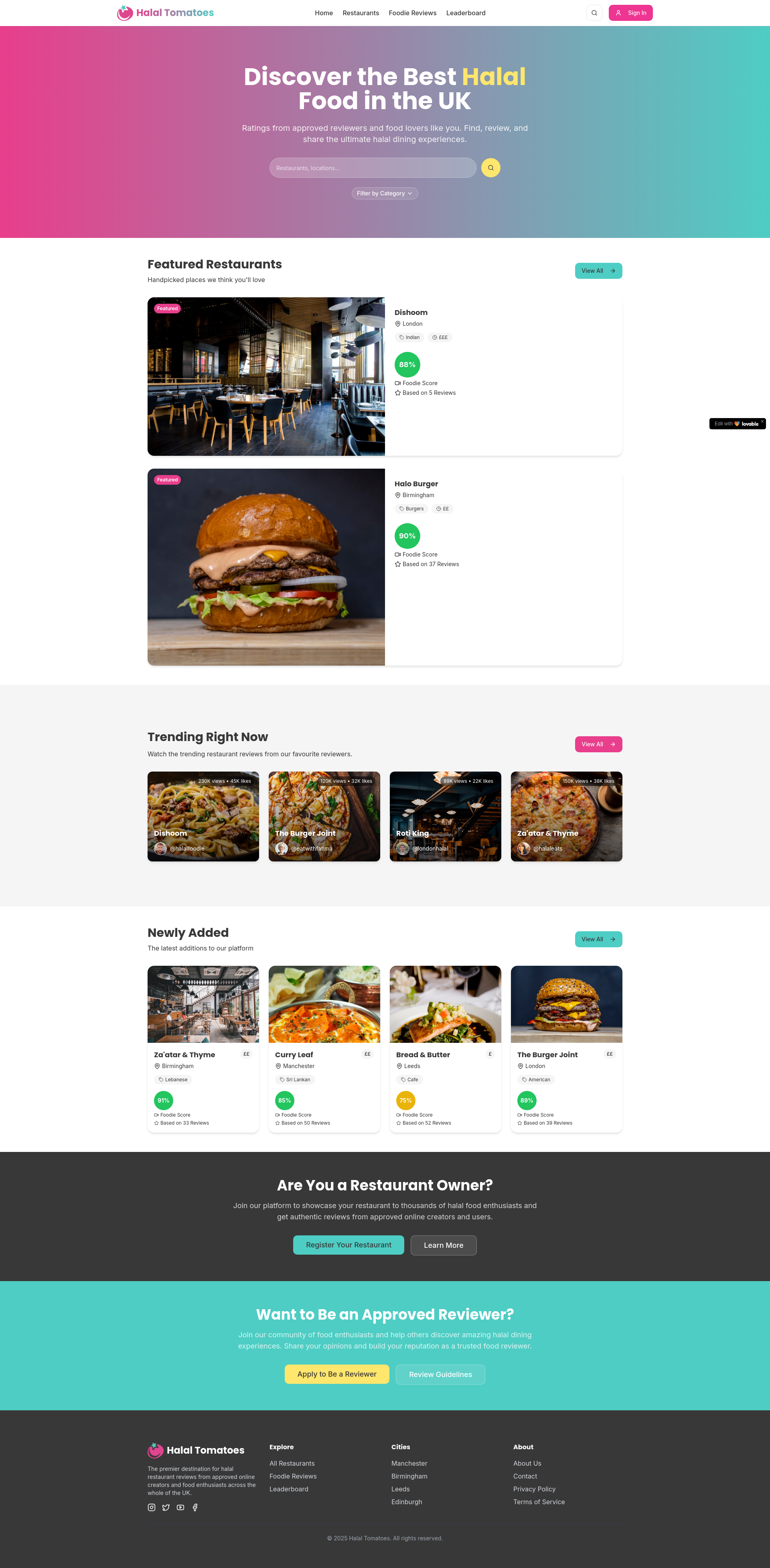 Professional Halal Restaurant Reviews Platform
